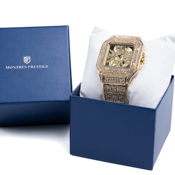 Montres Prestige Lucent X Invicta Mens Skeleton Watch 42mm Gold MPW-0135 NEW - Picture 8 of 8